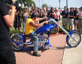 Paul Teutul, Sr. arriving with FBI Chopper